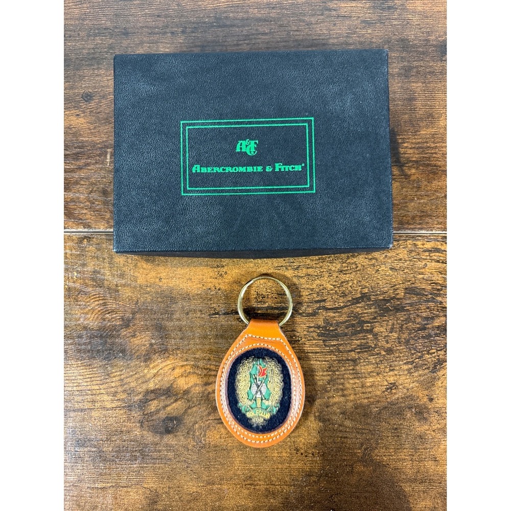 Vintage Abercrombie & Fitch Leather Bullion Golf Club Keychain with Box